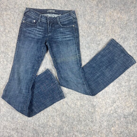 VTG Bebe Charlotte Star Flare Jeans Y2K Rhinestone Size 27 Dark Wash Low Rise - Picture 4 of 13